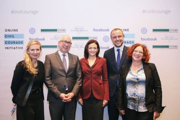 v.l.n.r. Sasha Havlicek, Gerd Billen, Sheryl Sandberg, Peter Neumann, Anetta Kahane