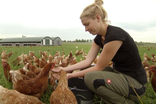 Anna Propp von der Bio-Hühnerfarm Selow: Ihren Mann kennt Anna schon aus der Schulzeit. Er studiert Landwirtschaft, sie wird Lehrerin in Hannover. Während seiner Ausbildung besucht sie ihn oft am Wochenende und bekommt Lust auf Landwirtschaft. Gemeinsam übernehmen sie den zu DDR-Zeiten enteigneten Hof des Großvaters in der Nähe von Bützow.